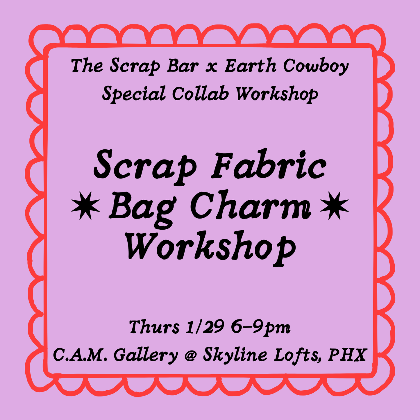 Thu 1/29: Scrap Fabric Bag Charm Workshop