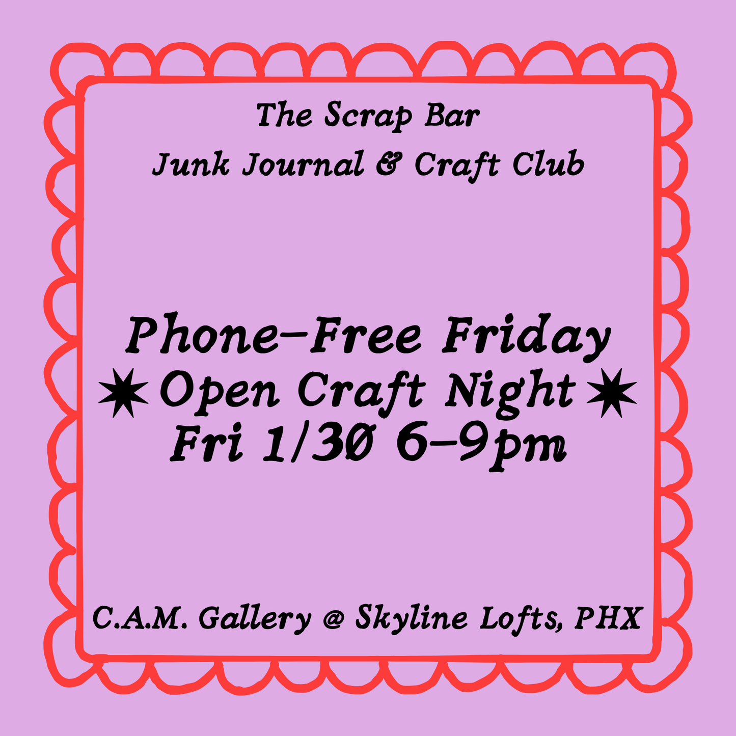 Fri 1/30: Phone-Free Friday Open Crafting Night