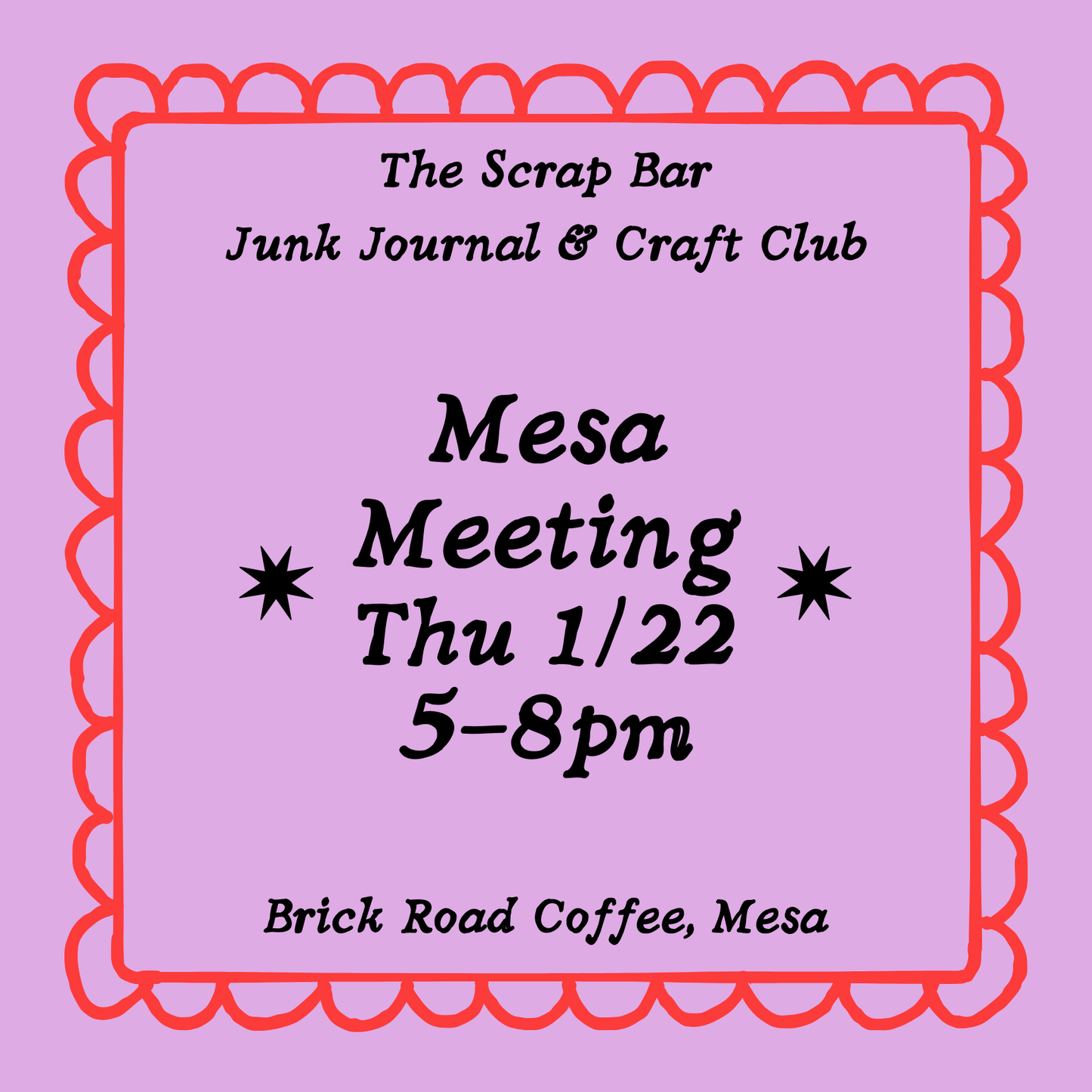 Thu 1/22: Mesa Junk Journal & Craft Club Meeting